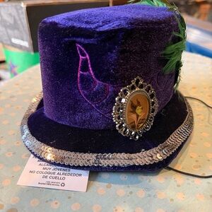 Maleficent Purple Velvet Mini Top Hat with Brooch and Feather